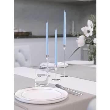 CANDWAX 12 inch Dripless Taper Candles Set of 12 - Baby Blue