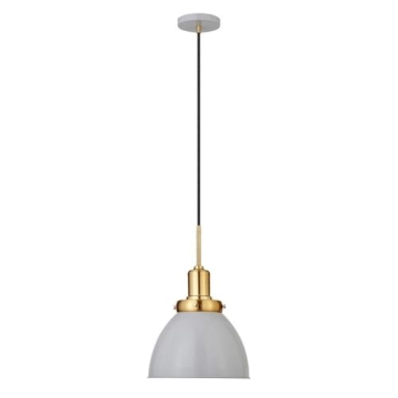 Madison 12" Pendant Light with Matte Gray and Brass Finish