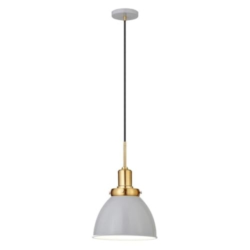Madison 12" Pendant Light with Matte Gray and Brass Finish