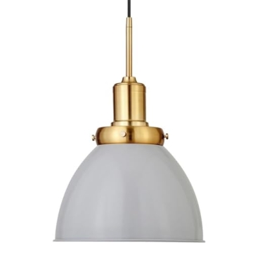 Madison 12" Pendant Light with Matte Gray and Brass Finish