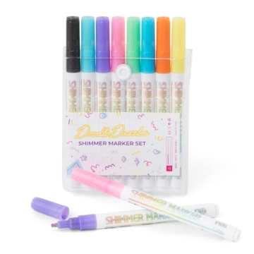 DoodleDazzles Shimmer Markers Set - Metallic Pens for All Ages