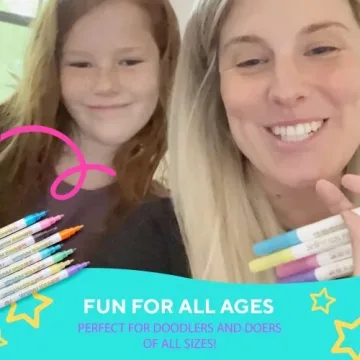 DoodleDazzles Shimmer Markers Set - Metallic Pens for All Ages