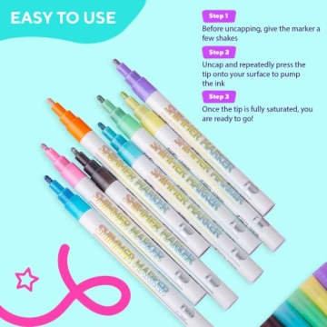 DoodleDazzles Shimmer Markers Set - Metallic Pens for All Ages