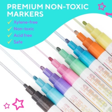 DoodleDazzles Shimmer Markers Set - Metallic Pens for All Ages