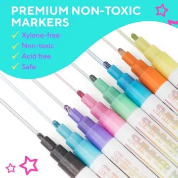 DoodleDazzles Shimmer Markers Set - Metallic Pens for All Ages