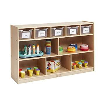 ECR4Kids Scoop-Front Storage Bins, Easy-to-Grip Design for Classroom Cubbies, Multipurpose Plastic Storage, Stackable Bins for Nursery, Playrooms and Home Organization, 10-Pack - Clear