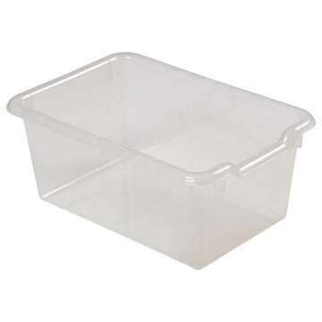 ECR4Kids Scoop-Front Storage Bins, Easy-to-Grip Design for Classroom Cubbies, Multipurpose Plastic Storage, Stackable Bins for Nursery, Playrooms and Home Organization, 10-Pack - Clear