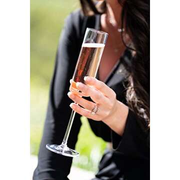 Aspen & Birch Champagne Flutes - Modern Clear Crystal Glasses