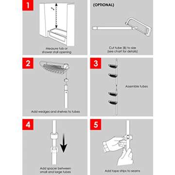 Zenna Home Shower Tension Pole Caddy - Rust Resistant Finish