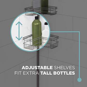 Zenna Home Shower Tension Pole Caddy - Rust Resistant Finish