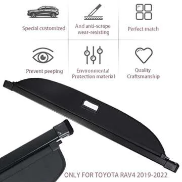 Viwinka RAV4 Cargo Cover Compatible with 2019 2020 2021 2022 Toyota Rav4 Accessories Retractable Trunk Security Cover Shielding Shade (Black/Canvas)