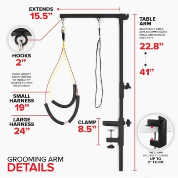 12-Piece Dog Grooming Kit with Adjustable Arm for Home