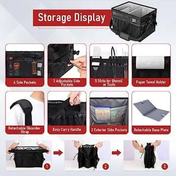 FANGSUN Grill Caddy for Easy Outdoor Cooking Organization