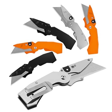 Lichamp 6 Pack Folding Utility Knife Set - Pocket Box Cutter with Quick Change Blade & Stainless Ste...