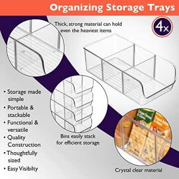 ClearSpace Plastic Pantry/Refrigerator Organization and Storage Bins with Dividers – Perfect Fridg...