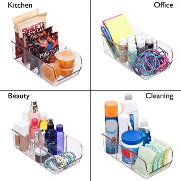 ClearSpace Plastic Pantry/Refrigerator Organization and Storage Bins with Dividers – Perfect Fridge Organizer, Kitchen Cabinet Organizers