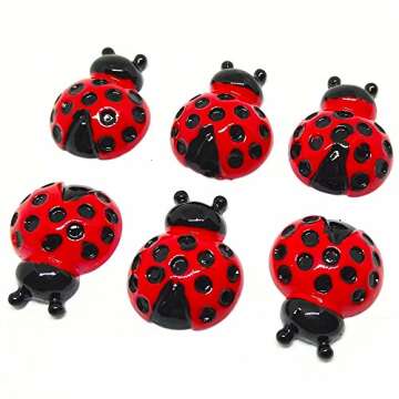 Qingxi Charm 20pcs Ladybug Ladybird Resin Flatback Buttons for Hairband Making Phonecover Album DIY Scrapbooking Embellishments Decoration (Ladybug 20pcs)