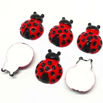 Qingxi Charm 20pcs Ladybug Ladybird Resin Flatback Buttons for Hairband Making Phonecover Album DIY Scrapbooking Embellishments Decoration (Ladybug 20pcs)