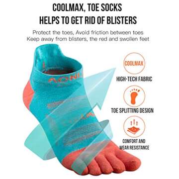 AONIJIE High Performance Five Finger Athletic Socks