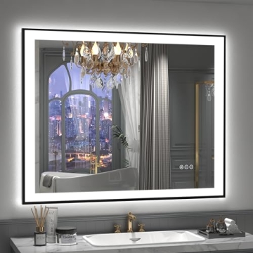 CHARMOR 40x36 Led Bathroom Mirror, Dimmable Framed Vanity Mirror with Lights, Backlit and Front Ligh...