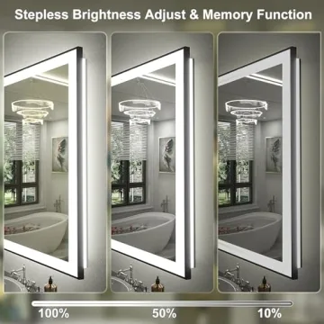 CHARMOR 40x36 Led Bathroom Mirror, Dimmable Framed Vanity Mirror with Lights, Backlit and Front Lighted Mirror for Wall, Anti-Fog, Memory (Horizontal/Vertical)