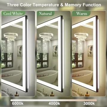 CHARMOR 40x36 Led Bathroom Mirror, Dimmable Framed Vanity Mirror with Lights, Backlit and Front Lighted Mirror for Wall, Anti-Fog, Memory (Horizontal/Vertical)