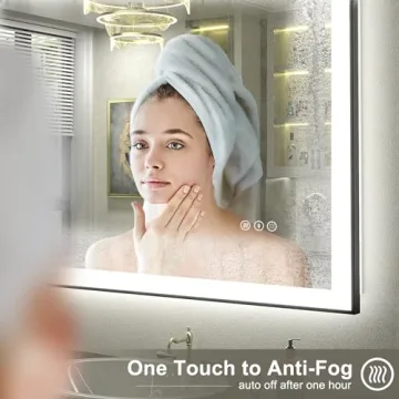 CHARMOR 40x36 Led Bathroom Mirror, Dimmable Framed Vanity Mirror with Lights, Backlit and Front Lighted Mirror for Wall, Anti-Fog, Memory (Horizontal/Vertical)