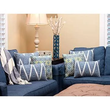 Pillow Perfect Bali Rectangular Throw Pillow, Navy,Blue White