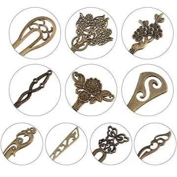 Geyoga 20 Pieces Vintage Bronze Hair Sticks - Elegant Accessories for Women