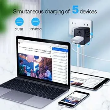 International Travel Adapter Universal Travel Adapter with 6.0A Smart Power and 3.5A USB Type-c Travel Essentials for US, EU, UK and Australia Travel Adapter AC Outlet Plug with EVA Case