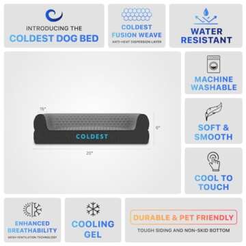 Coldest Cozy Dog Bed - Cooling Small, Medium Large Dogs Beds - Best for Washable Removable Cover Com...