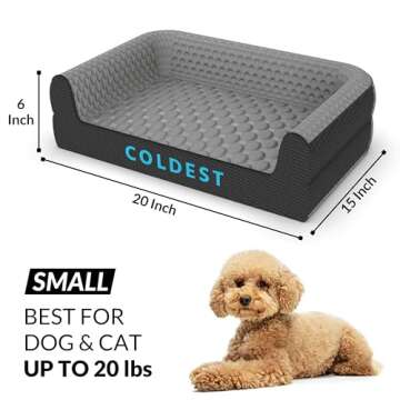 Coldest Cozy Dog Bed - Cooling Small, Medium Large Dogs Beds - Best for Washable Removable Cover Comfy and Anti Slip (Small, Grey)