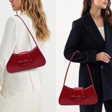 Red Burgundy Bow Purse Stylish Leather Hobo Handbag