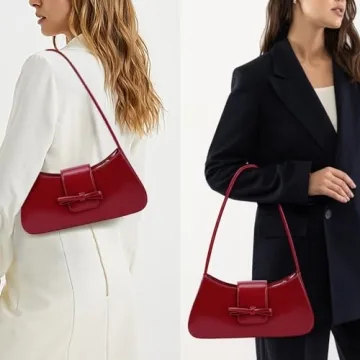 Red Burgundy Bow Purse Stylish Leather Hobo Handbag