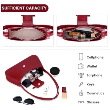 Red Burgundy Bow Purse Stylish Leather Hobo Handbag