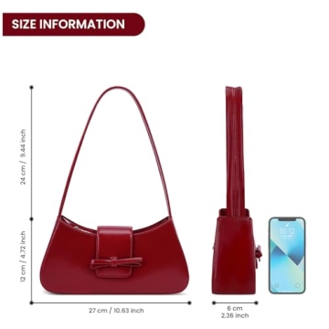 Red Burgundy Bow Purse Stylish Leather Hobo Handbag