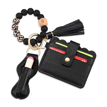 BVGA Stylish Silicone Bead Wristlet Keychain Bracelet with Wallet