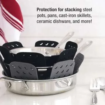 All-Clad Premium Cookware Protectors: Pot and Pan Protectors for Kitchen Organization - Perfect for Cast Iron, Steel, or Glass, (3-Piece), Black/Grey