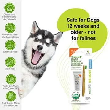 Pure and Natural Pet Organic Dental Solutions USDA Certified Organic Small Kit (.8 oz Canine Tooth Gel with Eco-Friendly Bamboo Toothbrush).