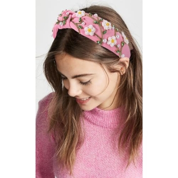 NVENF Rattan Flower Headbands for Women Colorful Summer Headbands Rhienstone Crystal Knotted Headband Raffia Ball Hairbands Summer Hair Accessories Gifts (Beaded Flower A)