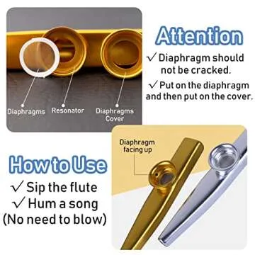 6PCS Metal Kazoo Flutes - Fun Musical Toy for All Ages