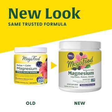 MegaFood Relax + Calm Magnesium Powder - Highly Absorbable Magnesium Glycinate, Magnesium Citrate & Magnesium Malate - Without 9 Food Allergens - Blackberry Hibiscus Oasis - 7.05 Oz (50 Servings)