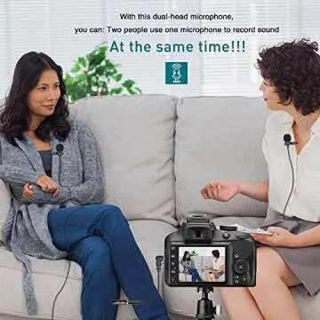 PoP voice Premium 16 Feet Dual-head Lavalier Microphone, Professional Lapel Clip-on Omnidirectional Condenser Mic for Apple iPhone,Android,PC,Recording Youtube,Interview,Video Conference,Podcast