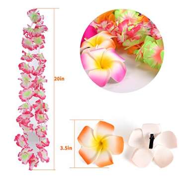Luau Party Essentials - Leis (36 Count) with Flower Hair Clips (16 Pieces), Perfect for Hawaiian-The...