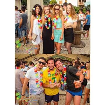 Luau Party Essentials - Leis (36 Count) with Flower Hair Clips (16 Pieces), Perfect for Hawaiian-Themed Celebrations