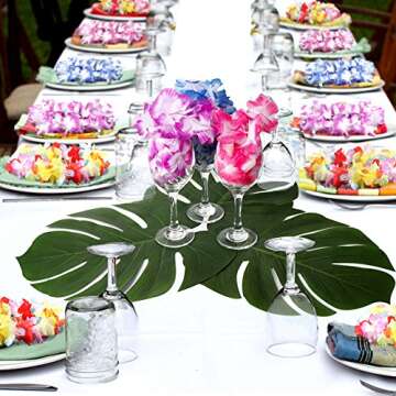 Luau Party Essentials - Leis (36 Count) with Flower Hair Clips (16 Pieces), Perfect for Hawaiian-Themed Celebrations