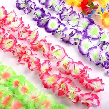 Luau Party Essentials - Leis (36 Count) with Flower Hair Clips (16 Pieces), Perfect for Hawaiian-Themed Celebrations
