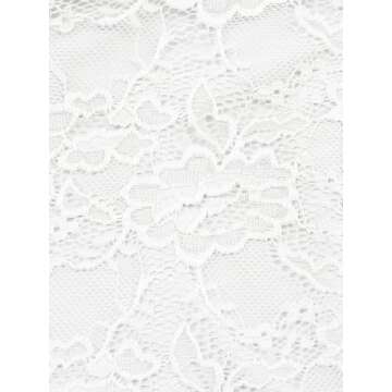 REORIA Women's Summer Fashion Sexy Square Neck Sleeveless Cute Trendy Going Out Lace Bustier Crop Tank Tops White Large