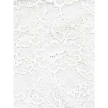 REORIA Women's Summer Fashion Sexy Square Neck Sleeveless Cute Trendy Going Out Lace Bustier Crop Tank Tops White Large