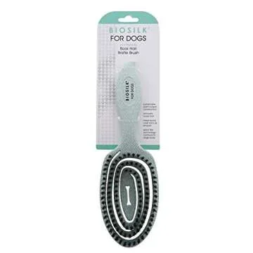 BioSilk for Dogs Eco-Friendly Boar Hair Bristle Brush in Mint Green | Easy to Hold Ergonomic Handle ...